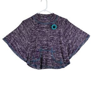 Dollie & Me Girls Shawl Top Size 8 Purple Heather Artsy Flower Kangaroo Pocket